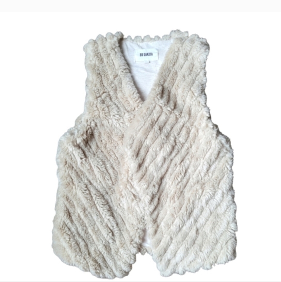 BB Dakota Keith Faux Fur Vest In Outmeal Sz Small - Picture 5 of 10